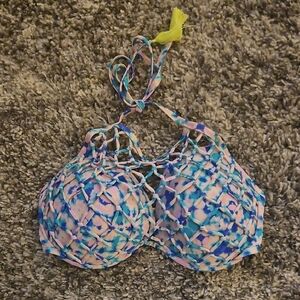 Shade & Shore Blue and Pink Bikini Top